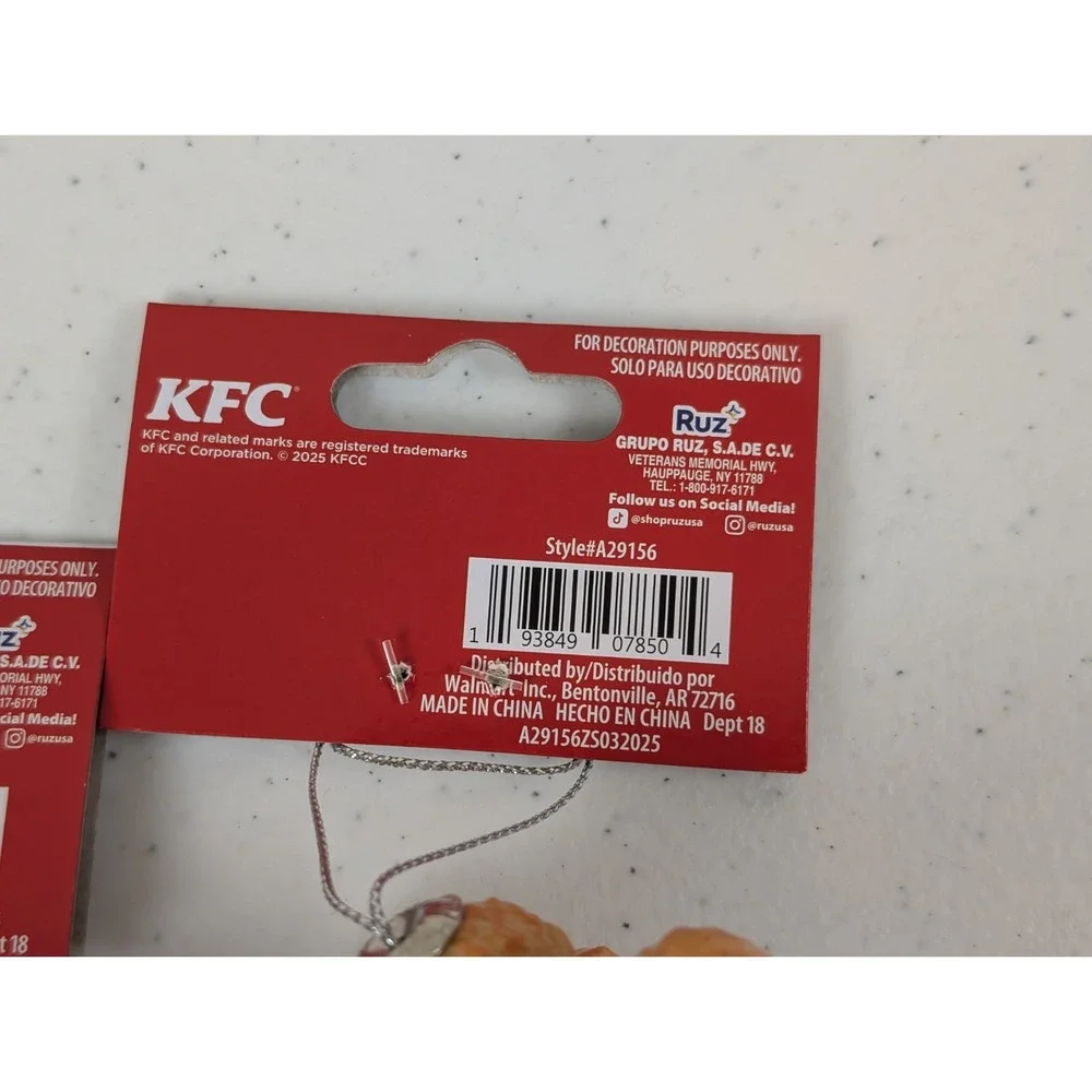 Ruz KFC Bucket of Chicken & Colonel Sanders Christmas Ornaments 4